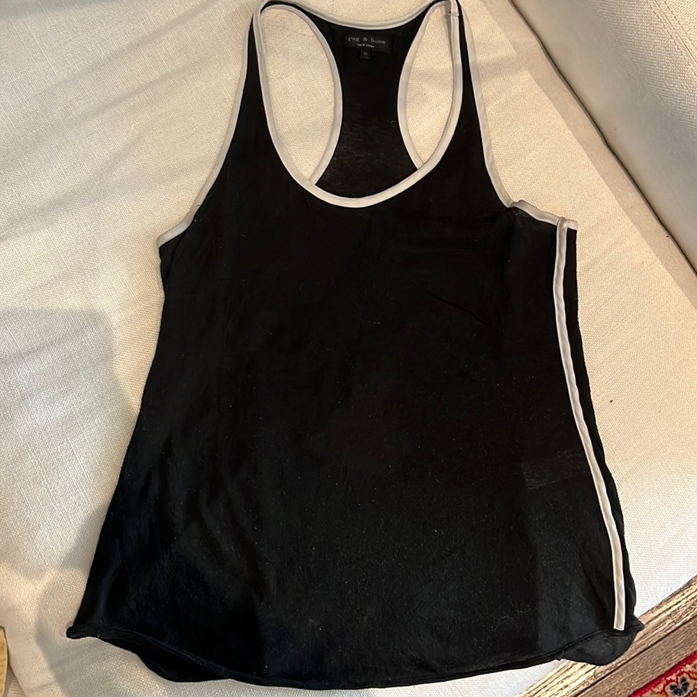 Rag and Bone Pima cotton poly tank top black racerback size M
